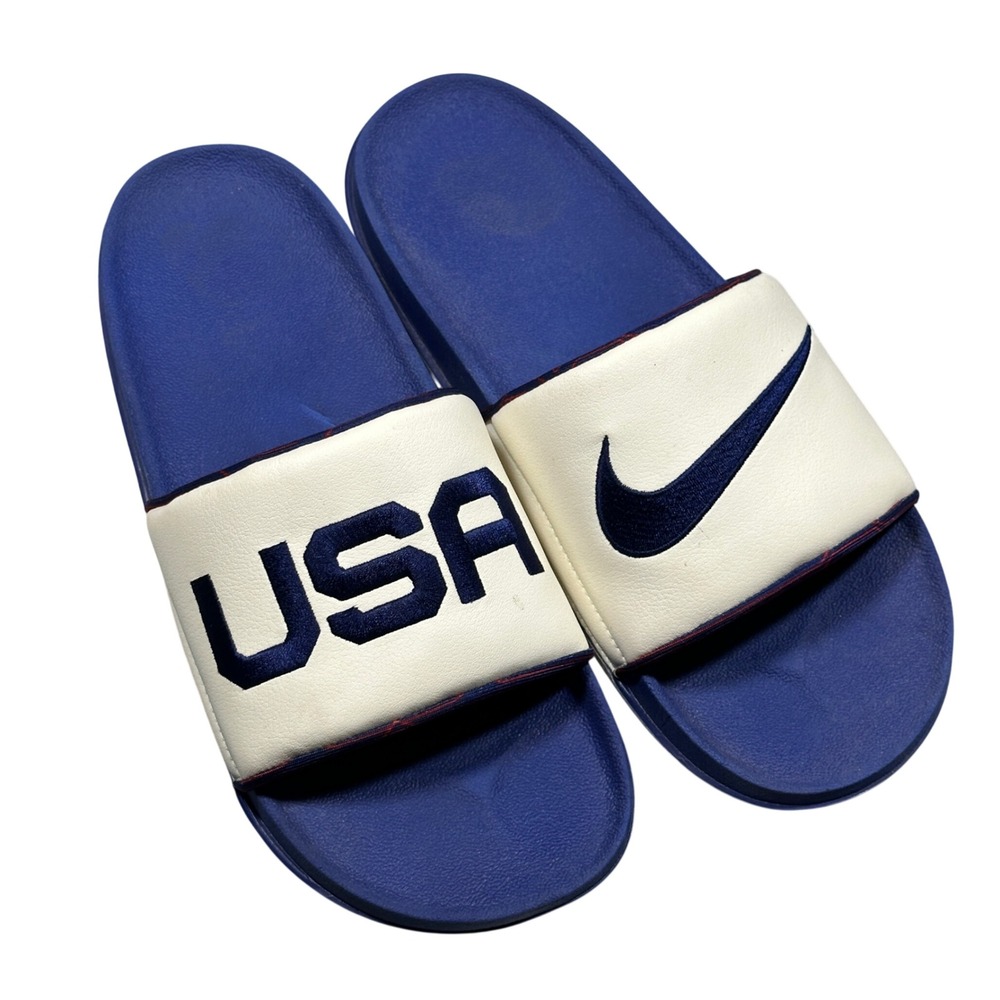 Nike Victori One USA Slides Mens 10 Blue White Red DA2586-100 Olympic Sandals